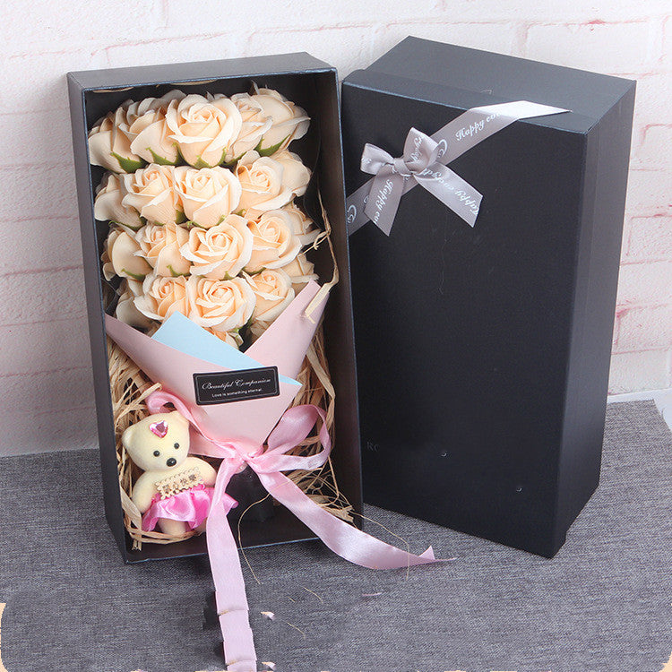 Seifenrosen-Bouquet mit Teddy – Das Perfekte Geschenk für Deine Freundin - ❤️Princess Store❤️