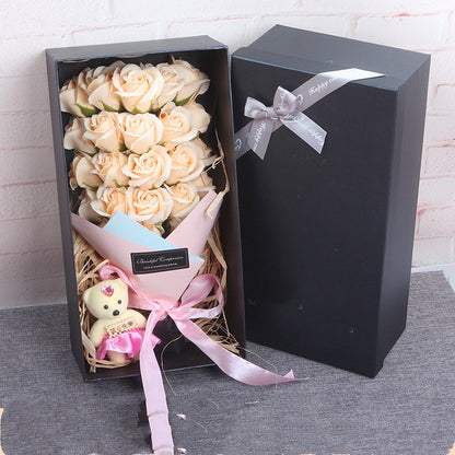 Seifenrosen-Bouquet mit Teddy – Das Perfekte Geschenk für Deine Freundin - ❤️Princess Store❤️