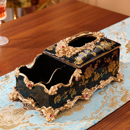 European-style Fruit Plate Three-piece Coffee Table Decoration Ashtray Tissue Box Set - ❤️Princess Store❤️