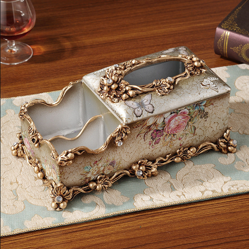 European-style Fruit Plate Three-piece Coffee Table Decoration Ashtray Tissue Box Set - ❤️Princess Store❤️