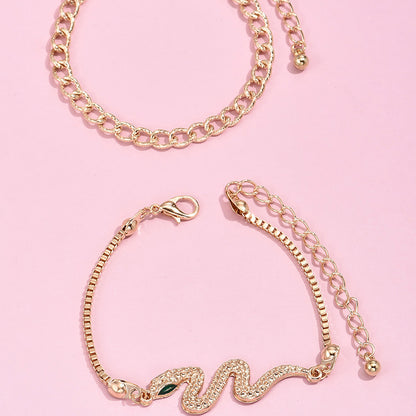 Snake-shaped Chain Bracelet Set 2-piece Set - ❤️Princess Store❤️