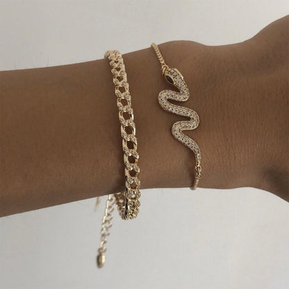 Snake-shaped Chain Bracelet Set 2-piece Set - ❤️Princess Store❤️