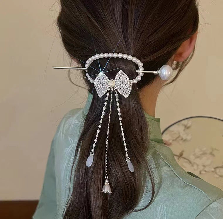 Pearl Rose Hairpin Tassel Ancient - ❤️Princess Store❤️