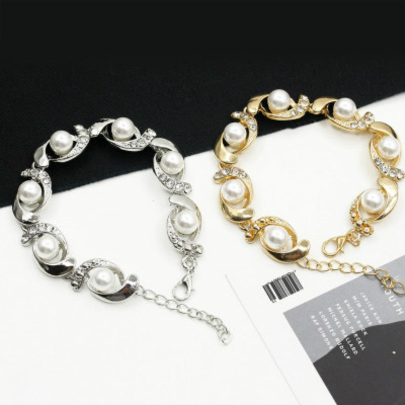 Alloy diamond pearl bracelet personality creative bracelet - ❤️Princess Store❤️