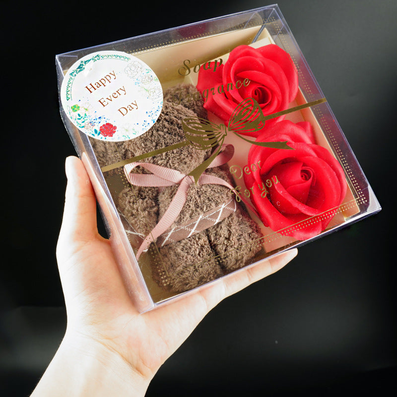 Romantische Geschenkbox mit Seifenrosen und Kuschelbär – Perfekt für besondere Anlässe - ❤️Princess Store❤️