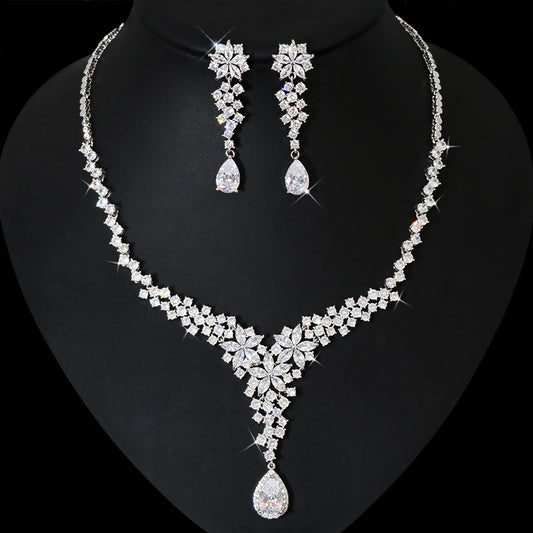 High-end Heavy Industry  Simulation Diamond Necklace Female Earrings Suit - ❤️Princess Store❤️