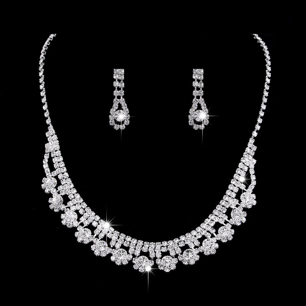 Brillantes Full-Diamond Zirkonia Tropfenhalskette & Ohrringe Schmuckset - ❤️Princess Store❤️