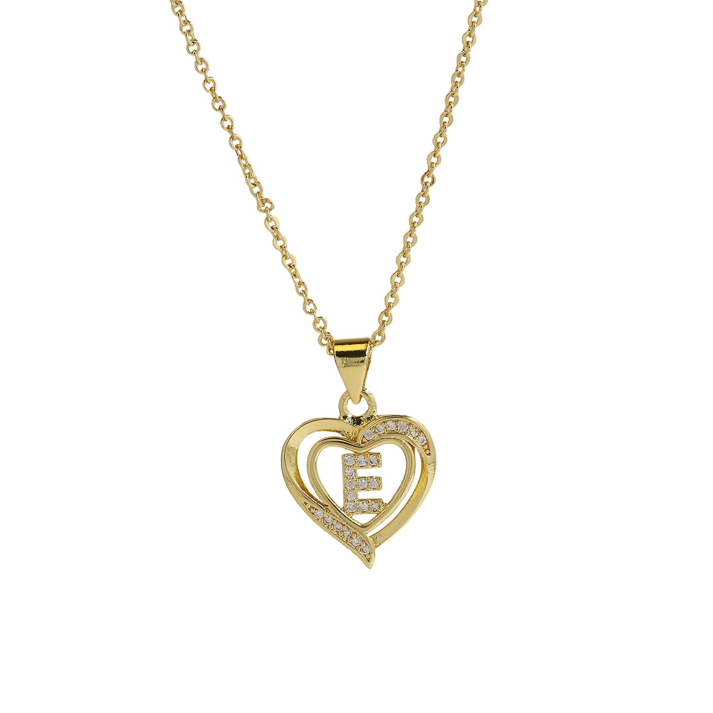 18K Brass Peach Heart 26 English Letters Necklace - ❤️Princess Store❤️