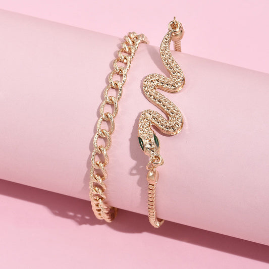 Snake-shaped Chain Bracelet Set 2-piece Set - ❤️Princess Store❤️