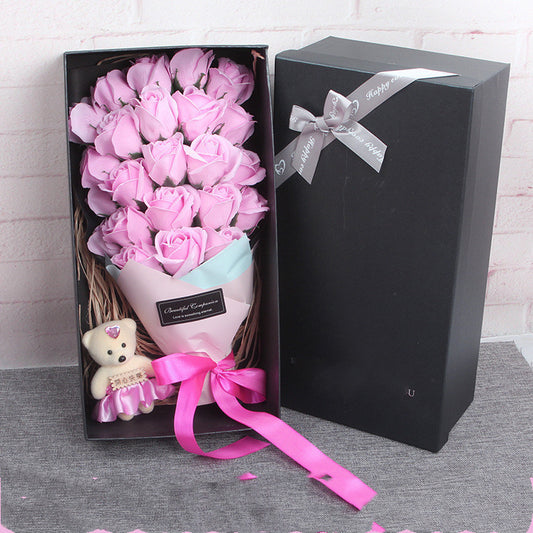 Seifenrosen-Bouquet mit Teddy – Das Perfekte Geschenk für Deine Freundin - ❤️Princess Store❤️