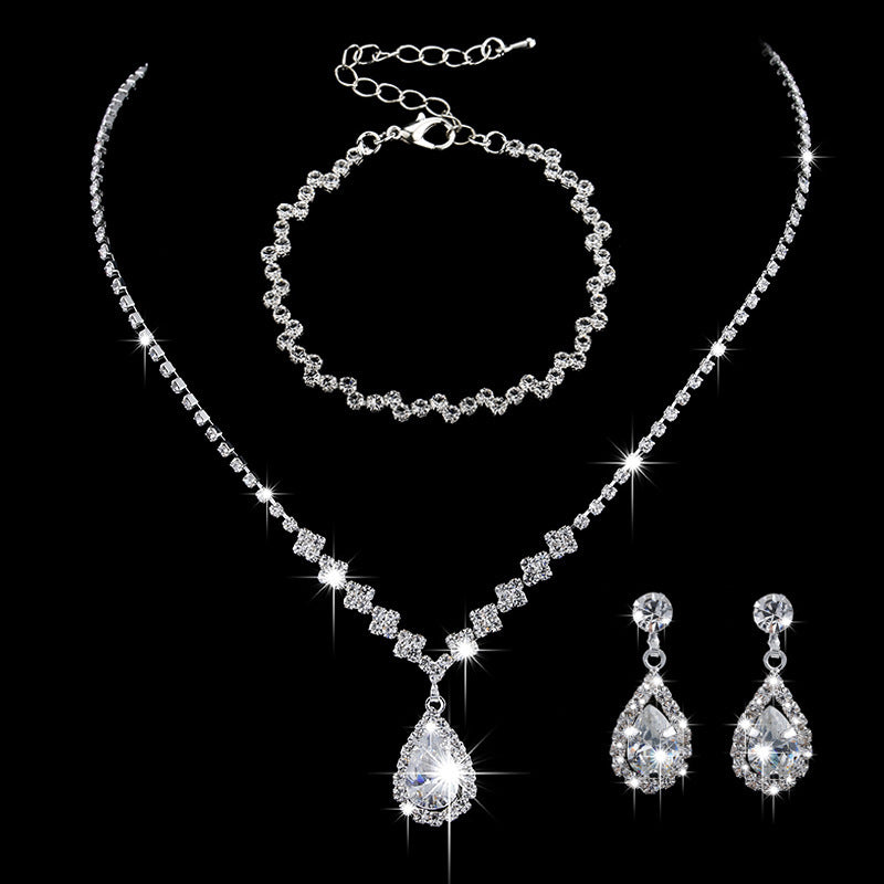 Brillantes Full-Diamond Zirkonia Tropfenhalskette & Ohrringe Schmuckset - ❤️Princess Store❤️