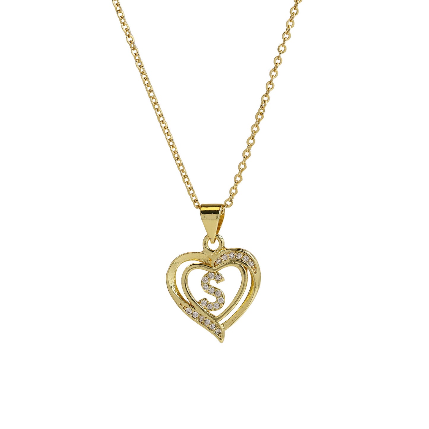 18K Brass Peach Heart 26 English Letters Necklace - ❤️Princess Store❤️