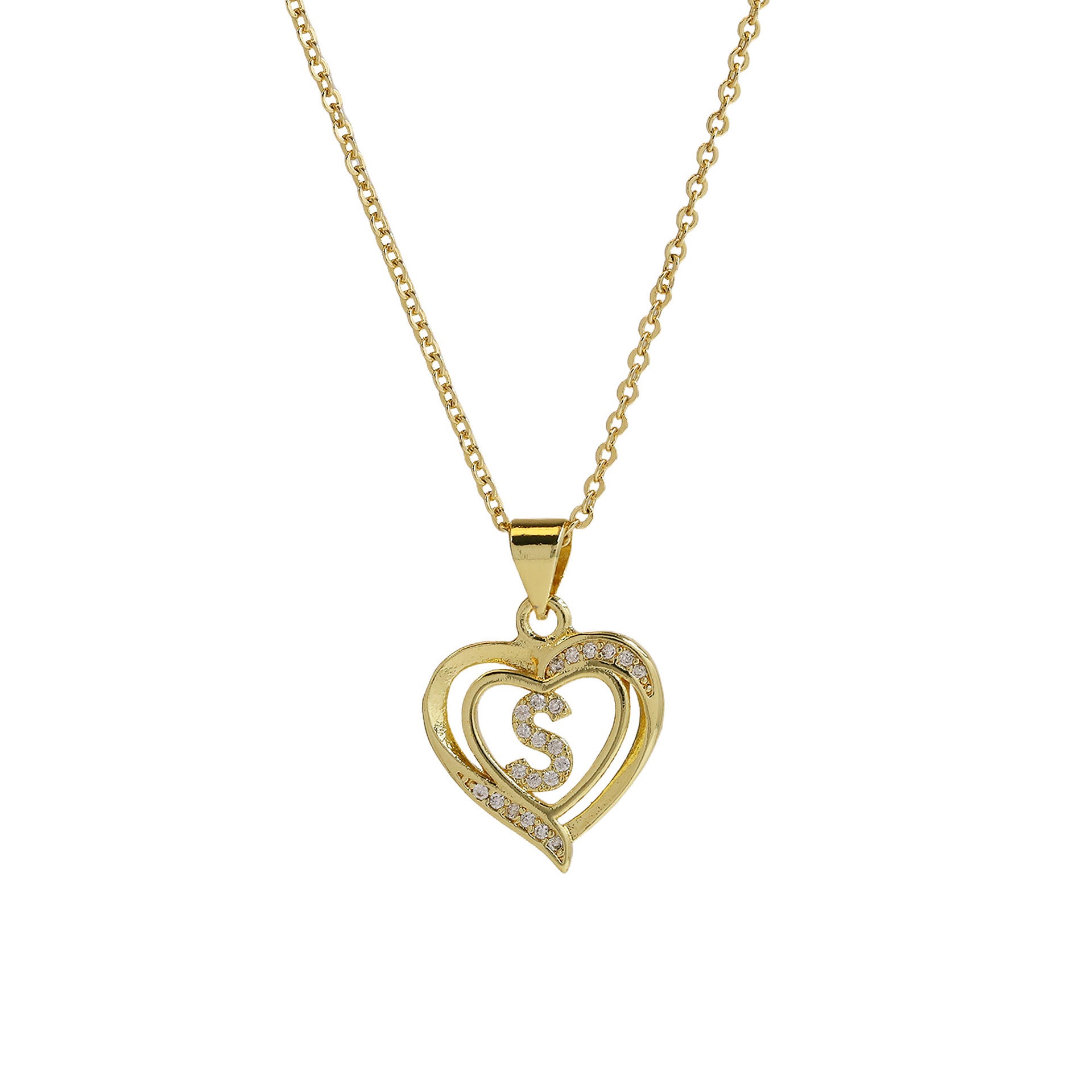 18K Brass Peach Heart 26 English Letters Necklace - ❤️Princess Store❤️