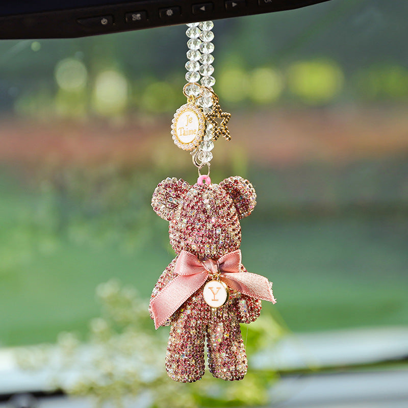 Car Rearview Mirror Pendant Diamond-embedded Violent Bear Bear Ornaments - ❤️Princess Store❤️