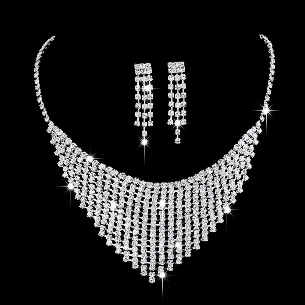 Brillantes Full-Diamond Zirkonia Tropfenhalskette & Ohrringe Schmuckset - ❤️Princess Store❤️