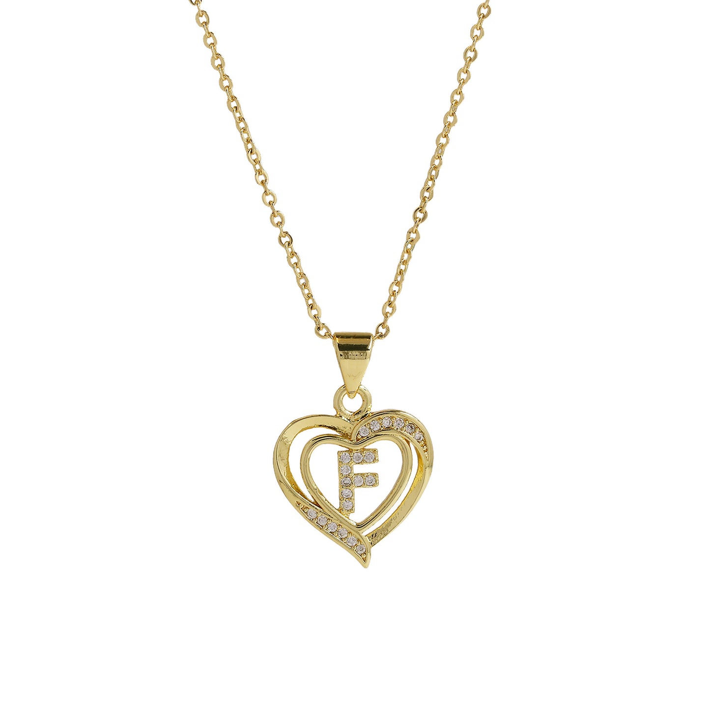 18K Brass Peach Heart 26 English Letters Necklace - ❤️Princess Store❤️