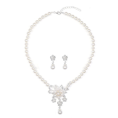 Pearl Flower Necklace Earring Set - ❤️Princess Store❤️