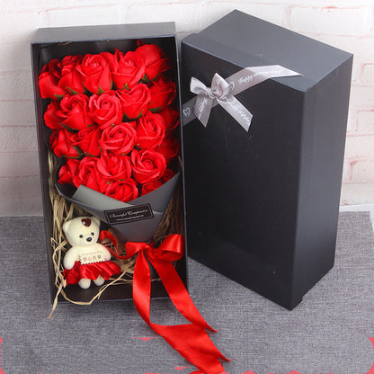 Seifenrosen-Bouquet mit Teddy – Das Perfekte Geschenk für Deine Freundin - ❤️Princess Store❤️