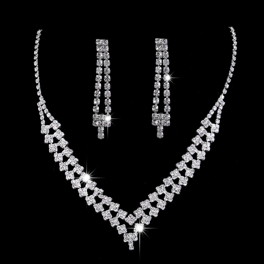 Brillantes Full-Diamond Zirkonia Tropfenhalskette & Ohrringe Schmuckset - ❤️Princess Store❤️