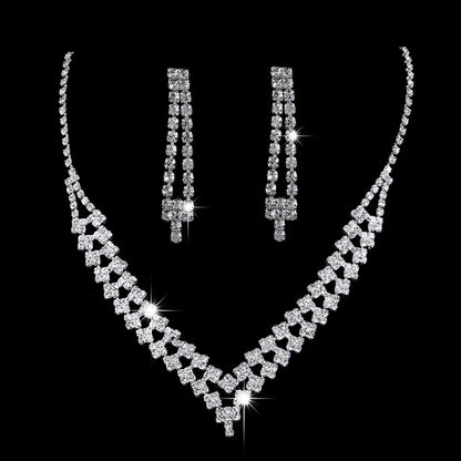 Brillantes Full-Diamond Zirkonia Tropfenhalskette & Ohrringe Schmuckset - ❤️Princess Store❤️