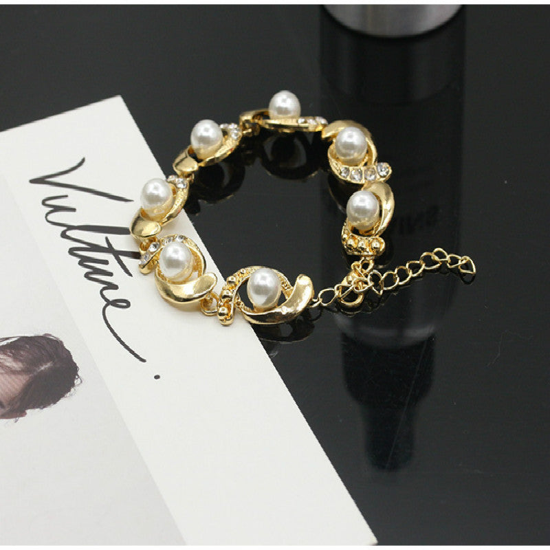 Alloy diamond pearl bracelet personality creative bracelet - ❤️Princess Store❤️