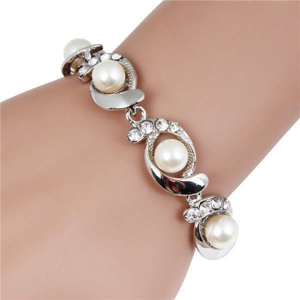 Alloy diamond pearl bracelet personality creative bracelet - ❤️Princess Store❤️