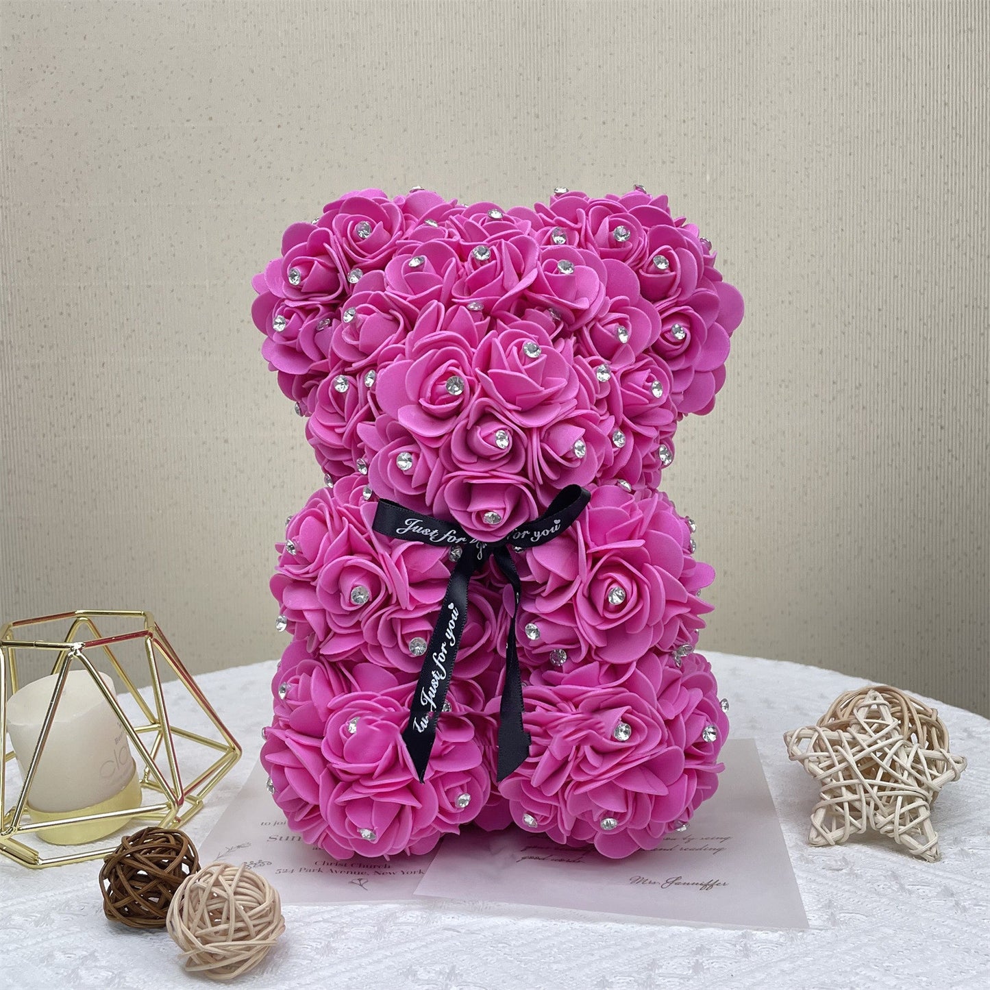 Rosenbär - Teddy aus Rosen mit LED-Licht - ❤️Princess Store❤️