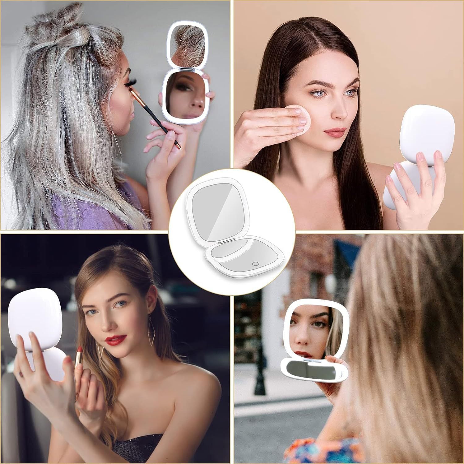 Handheld Led Make-up Mirror Foldable And Portable Portable Makeup Mirror - ❤️Princess Store❤️