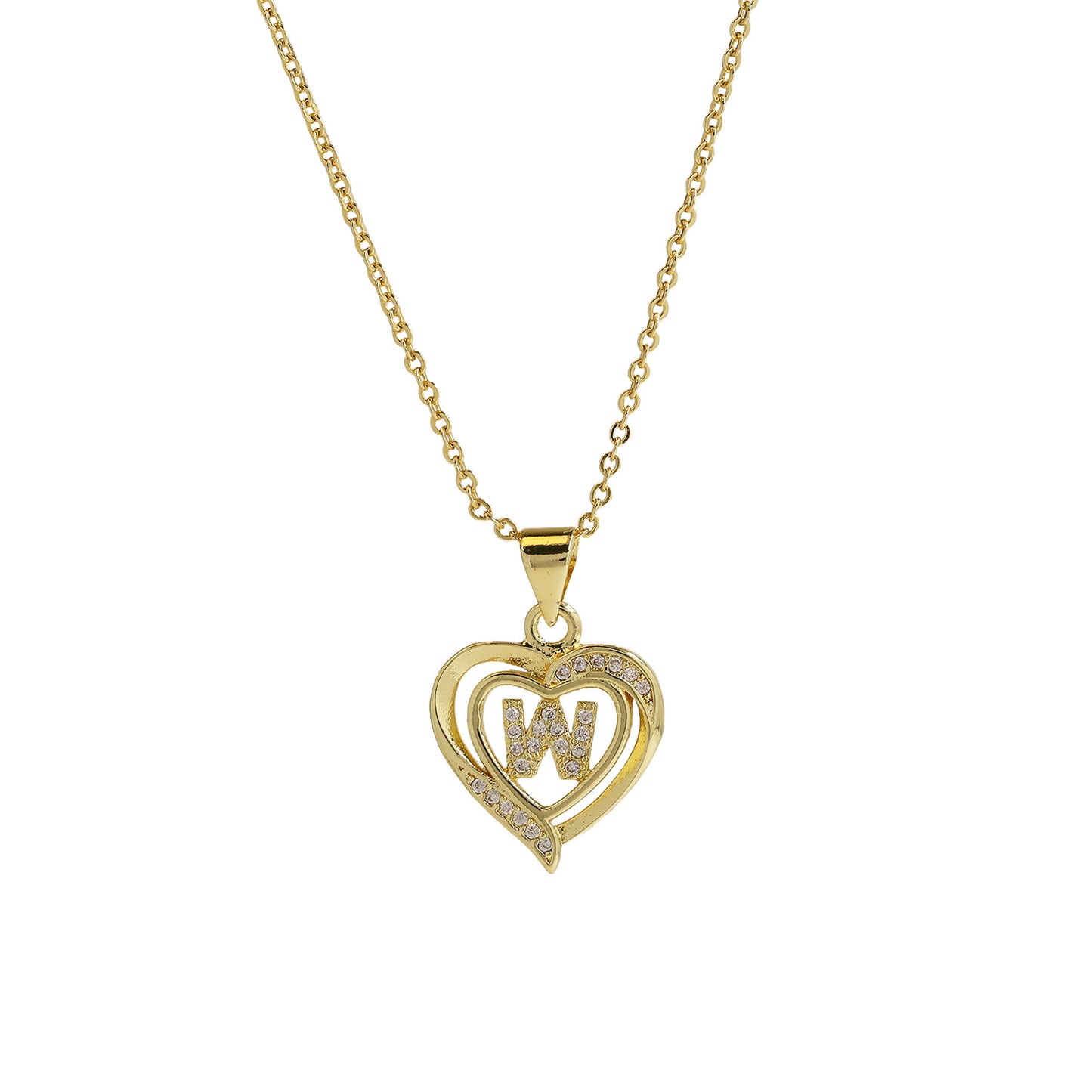 18K Brass Peach Heart 26 English Letters Necklace - ❤️Princess Store❤️