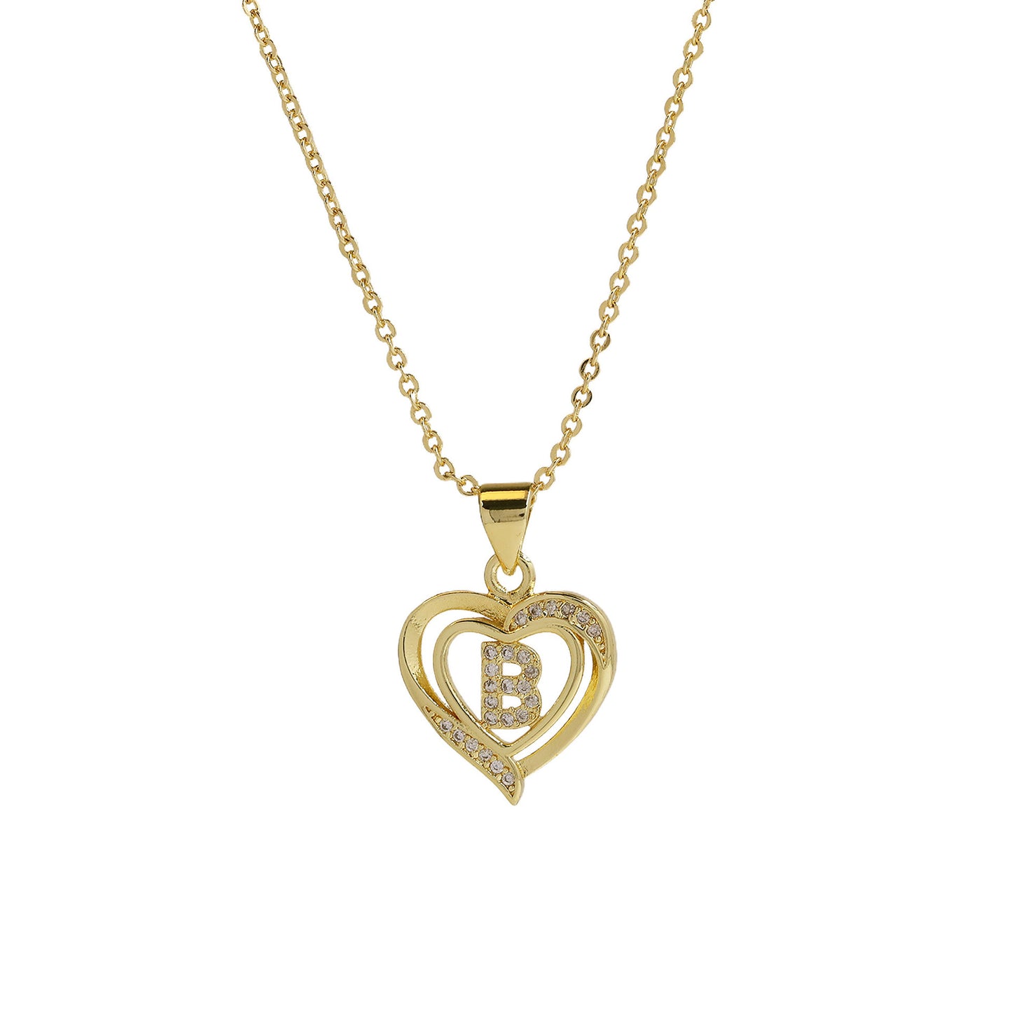 18K Brass Peach Heart 26 English Letters Necklace - ❤️Princess Store❤️