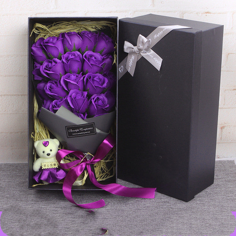 Seifenrosen-Bouquet mit Teddy – Das Perfekte Geschenk für Deine Freundin - ❤️Princess Store❤️