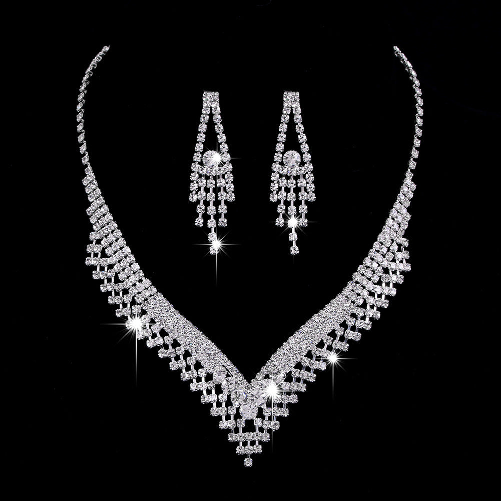 Brillantes Full-Diamond Zirkonia Tropfenhalskette & Ohrringe Schmuckset - ❤️Princess Store❤️