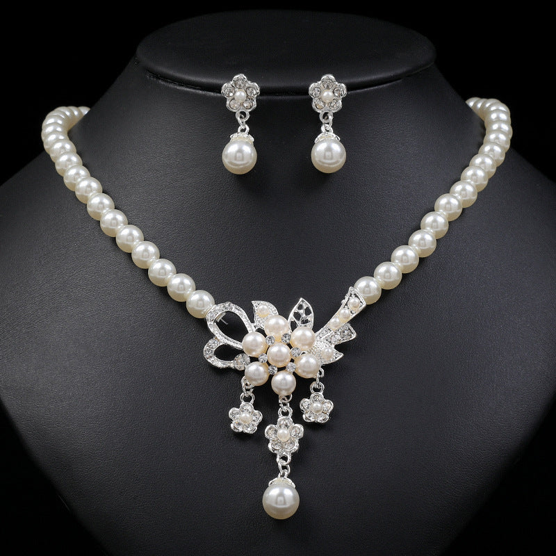 Pearl Flower Necklace Earring Set - ❤️Princess Store❤️