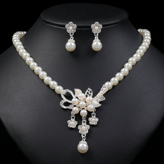 Pearl Flower Necklace Earring Set - ❤️Princess Store❤️