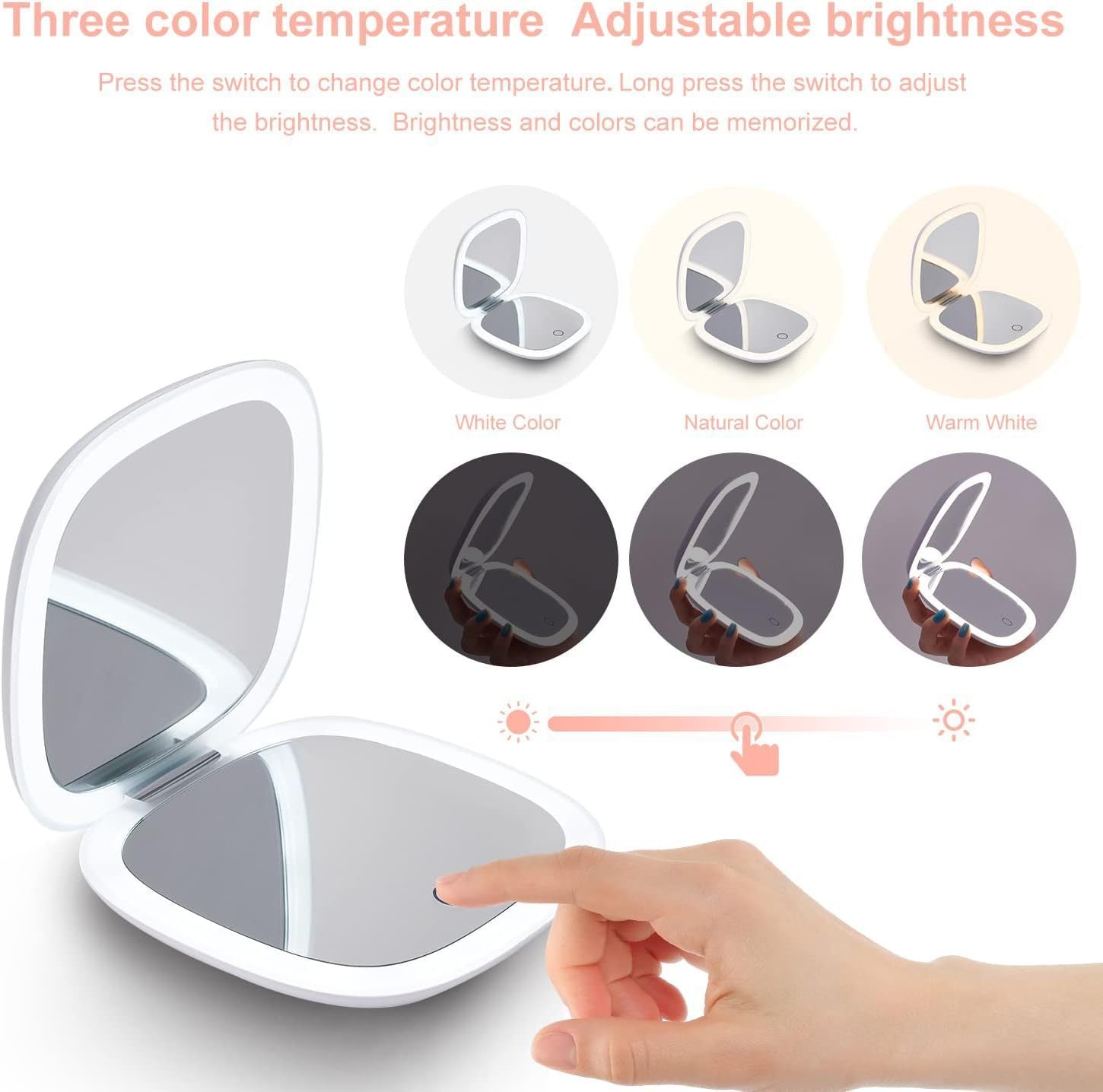 Handheld Led Make-up Mirror Foldable And Portable Portable Makeup Mirror - ❤️Princess Store❤️