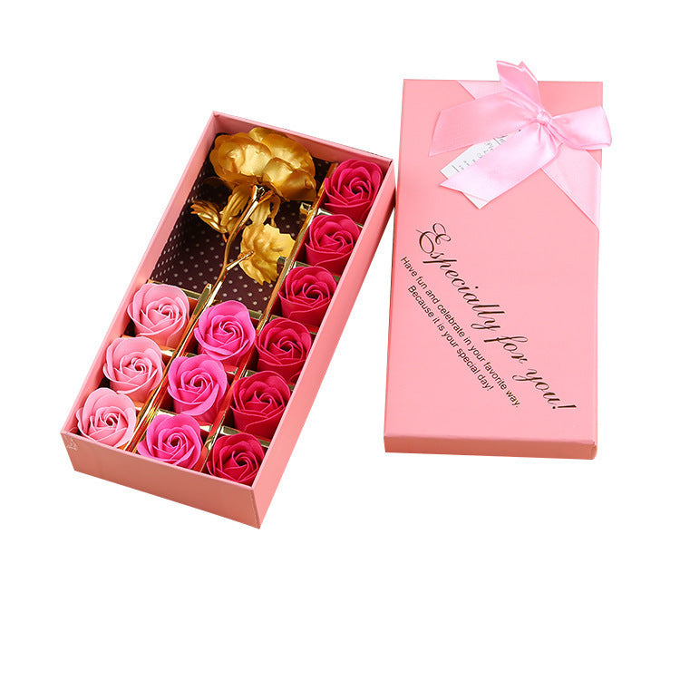 Valentine's Day Rose Gift Box 24k Gold Foil Rose Soap Flower - ❤️Princess Store❤️