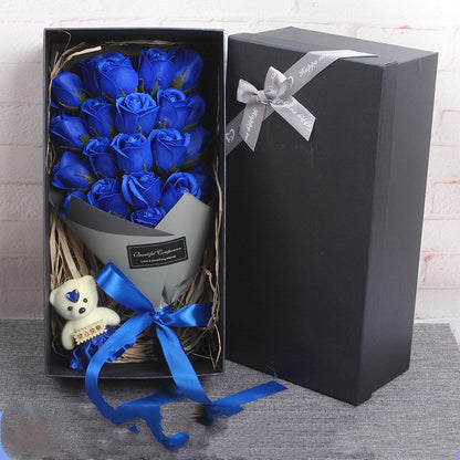 Seifenrosen-Bouquet mit Teddy – Das Perfekte Geschenk für Deine Freundin - ❤️Princess Store❤️