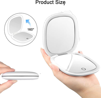 Handheld Led Make-up Mirror Foldable And Portable Portable Makeup Mirror - ❤️Princess Store❤️