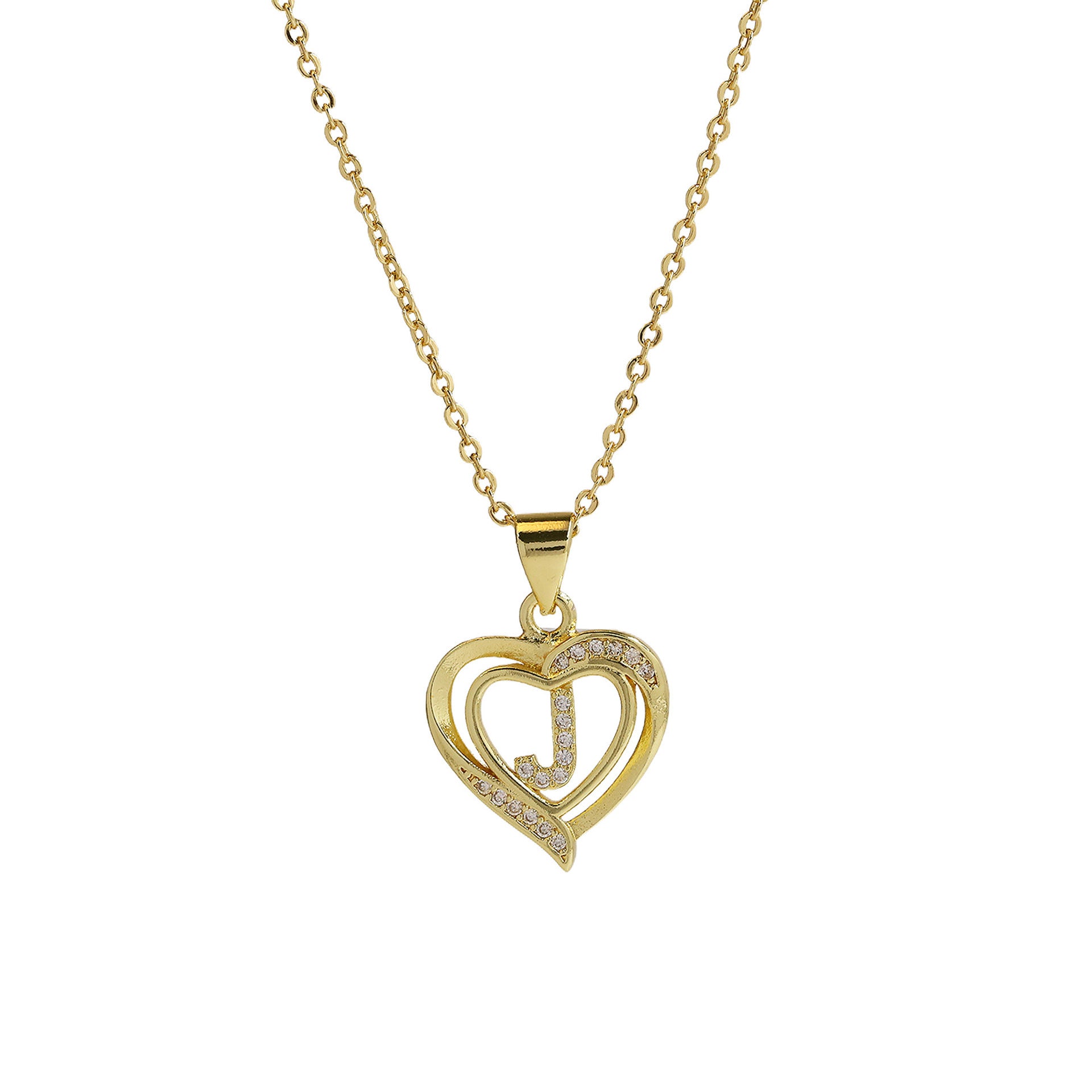 18K Brass Peach Heart 26 English Letters Necklace - ❤️Princess Store❤️