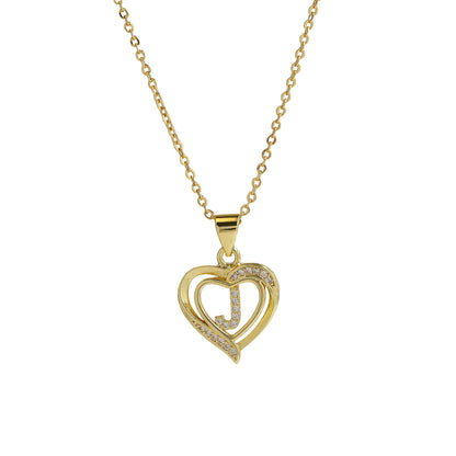 18K Brass Peach Heart 26 English Letters Necklace - ❤️Princess Store❤️