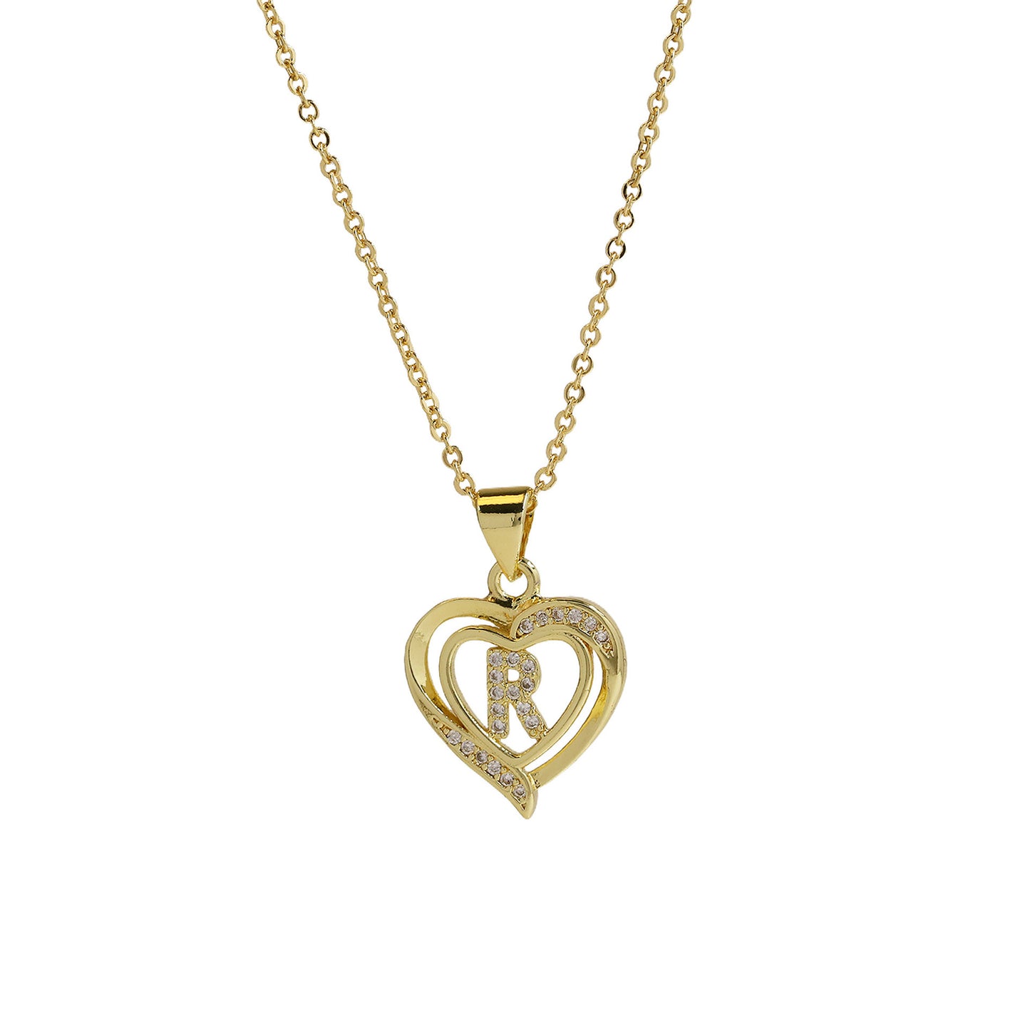 18K Brass Peach Heart 26 English Letters Necklace - ❤️Princess Store❤️