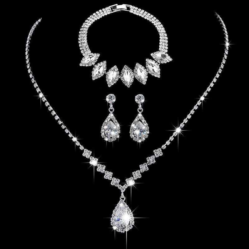 Brillantes Full-Diamond Zirkonia Tropfenhalskette & Ohrringe Schmuckset - ❤️Princess Store❤️