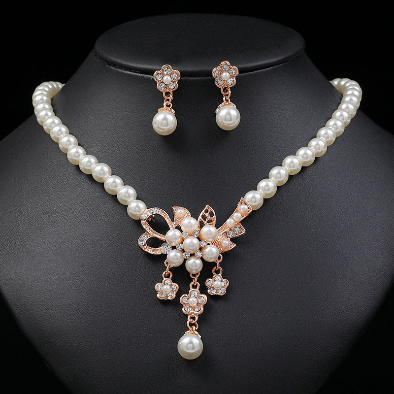 Pearl Flower Necklace Earring Set - ❤️Princess Store❤️