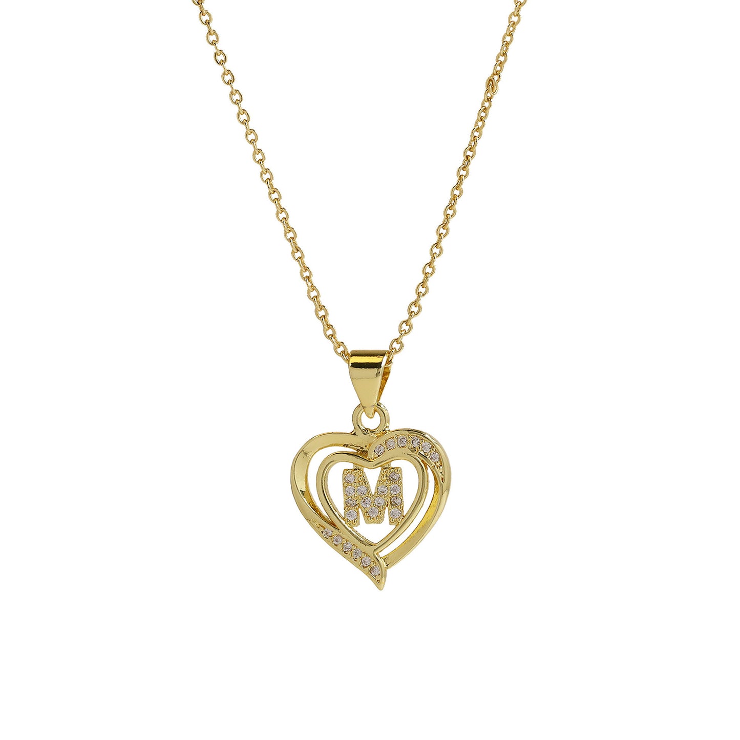 18K Brass Peach Heart 26 English Letters Necklace - ❤️Princess Store❤️