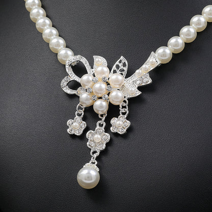 Pearl Flower Necklace Earring Set - ❤️Princess Store❤️